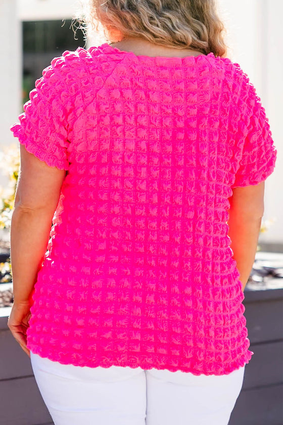 Hot Pink Scoop Neck Plus Size Top