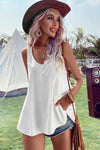 White Bohemian Crochet Sleeveless Tunic Top | Also Available in Black