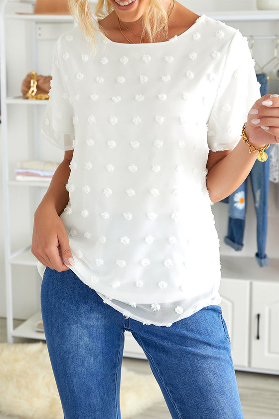 White Swiss Dot Summer Top