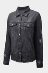 Black Casual Distressed Raw Hem Buttons Denim Jacket | Available in 3 Colors