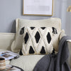 Moroccan Throw Pillow Cover with Tassels in Black and Natural White