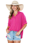 Pink Casual Dolman Oversize Blouse