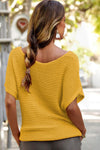 Red Clay Plain Knit Loose Batwing Sleeve Blouse