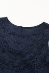 Apricot Casual Contrast Lace Crochet Button Back Sleeveless Shirt