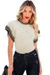 Beige Batwing Sleeve Knitted T Shirt | Available in 2 Colors