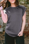 Black Rivet Round Neck T Shirt