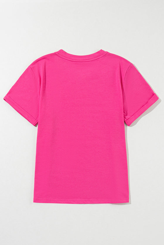 Pink Solid Color Basic Crew Neck Plain Tee | Available in 7 Colors