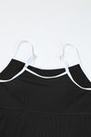 Black Sporty Ribbed Spaghetti Straps One Piece Swimdress