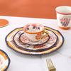 Hand Painted Retro Orange and Indigo Dishes and Cups