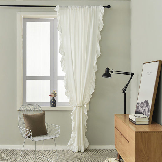 Cotton Pleated and Ruffled Window Curtain Panel