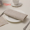 12 Piece Traditional Linen Napkin Set in Grey or White