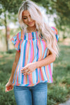 Striped Keyhole Sleeve Blouse | Available in 2 Patterns