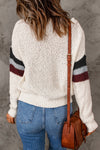 Beige Chevron Casual Drop Shoulder Knit Sweater