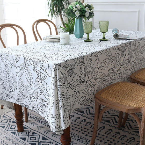 Modern Leaf Patterned Tablecloth in Square or Rectangle Sizes