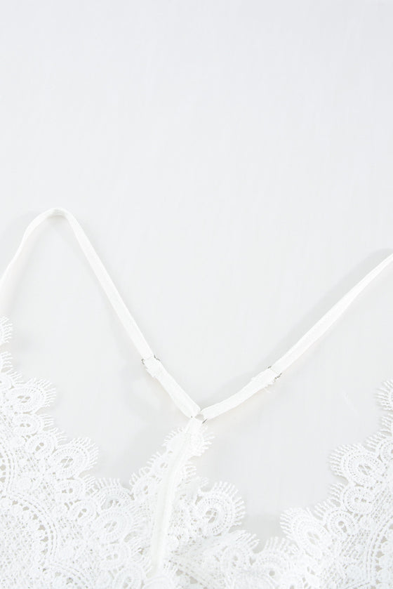 Ivory Flowy V Neck Lace Camisole