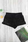 Black Crochet Drawstring Cut Out Bikini Bottom