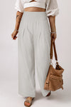 Khaki Smocked High Waist Wide Leg Pants | Available in 7 Colors