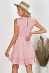 Pink Casual Pocketed Ruffle Babydoll Mini Dress