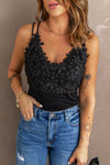 Red Casual Lace Overlay Strappy Hollow Out Camisole Top