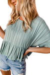 Sage Green Textured Ruffle Hem Shirt