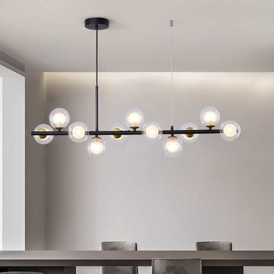 Minimalist Long Glass Orb Chandelier