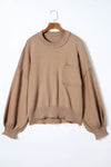 Apricot Raw Edge Pocket Exposed Seam Knitted Sweater