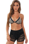 Black Crochet Drawstring Cut Out Bikini Bottom