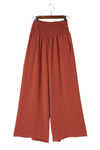 Red Smocked Pockets High Waisted Beach Pants