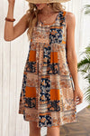 Orange Casual Floral Print Short Tank Dress