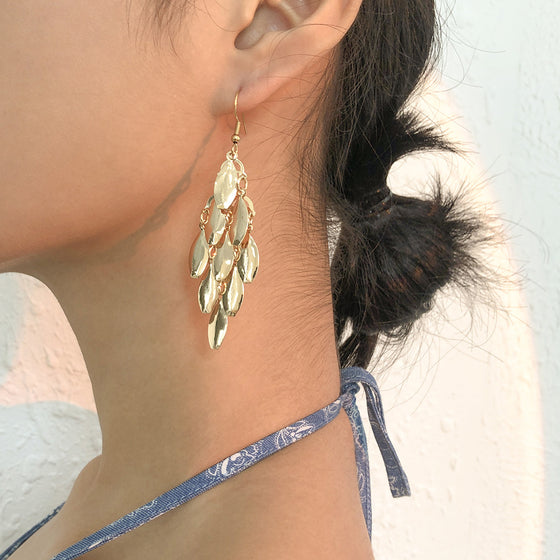 Sequins Retro Long Earrings in Gold