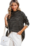 Gray Striped Turtleneck Oversized Sweater | Available in 4 Colors