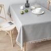 Solid Colored Tablecloth with Ivory Tasseled Corners or Tassel Trim