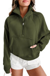 Brown Zip Up Stand Collar Thumbhole Sleeve Sweatshirt | Available in 4 Colors