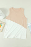 Apricot Crew Neck Colorblock Tank Top