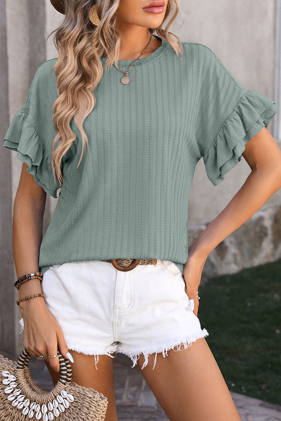 Layered Ruffle Sleeve Textured Blouse | Available in 3 Colors