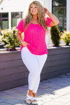 Hot Pink Scoop Neck Plus Size Top