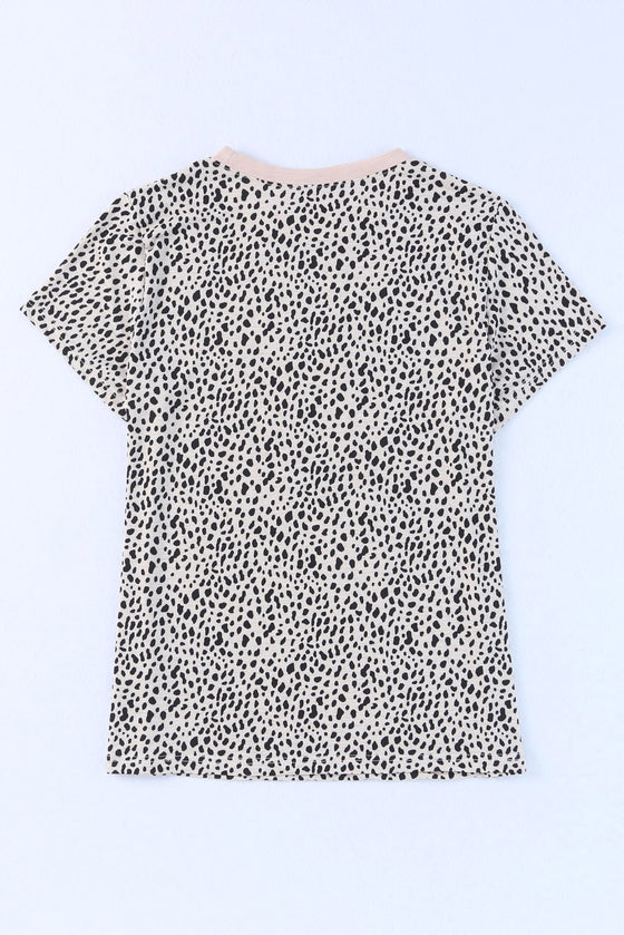 Grey Cheetah Print Casual Crew Neck T Shirt | Available in 4 Colors