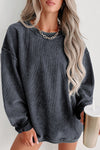 Pink Solid Ribbed Round Neck Pullover Sweatshirt |Available in 6 Colors