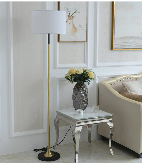 Modern Brass Floor Lamp With Drum Lamp Shade