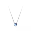 Sterling Silver Necklace Women with Ocean Blue Circular Pendent