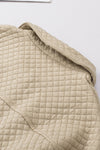 Khaki Lattice Texture Pockets Button Up Quilted Shacket | Available in 4 Colors