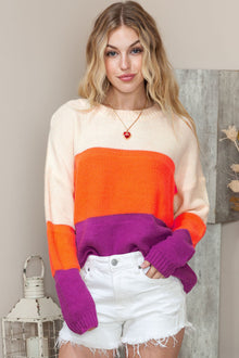  Color-blocked Knit Sweater