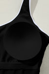 Black Contrast Trim U Neck Adjustable Strap One-Piece Swimwear