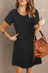 Black Casual Raglan Sleeve Basic Dress for Women