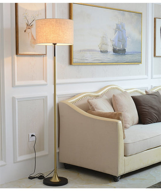 Modern Brass Floor Lamp With Drum Lamp Shade