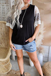 Pink Rib-Knit Leopard Lace Summer Top | Available in Black