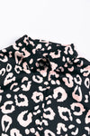 Black Leopard Print Button-Up Shirt