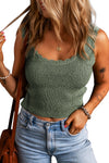 Green Scallop Knit Tank Top