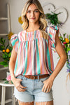 Striped Keyhole Sleeve Blouse | Available in 2 Patterns