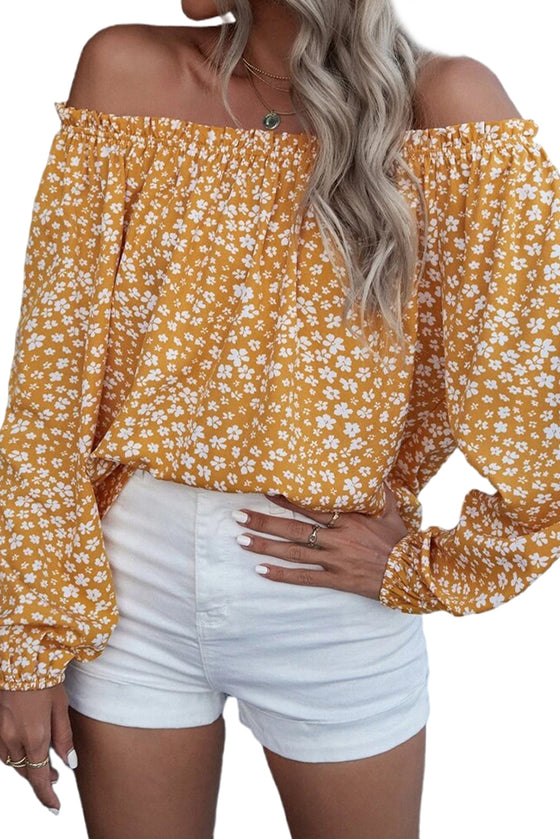 Red Floral Off Shoulder Lantern Sleeve Blouse | Available in 2 Colors